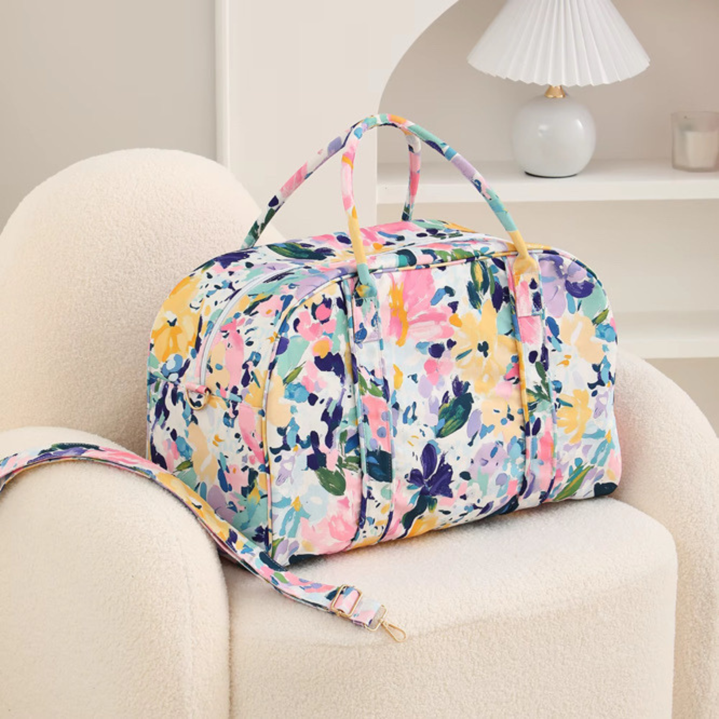 Floral Weekender Duffel Bag Sunset Meadow