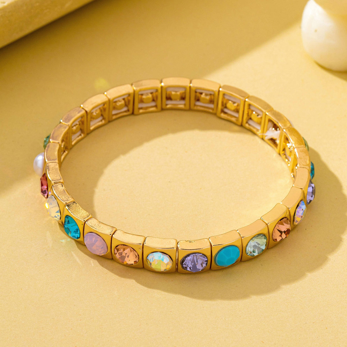 Multicolored Gemstone & Pearl Stretch Bracelet | 80B1831