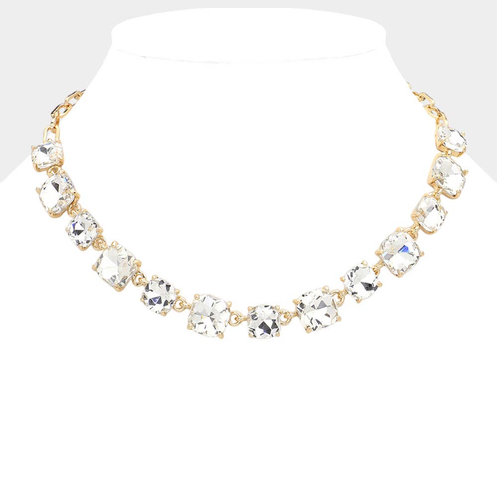 Cushion Square Stone Link Evening Necklace