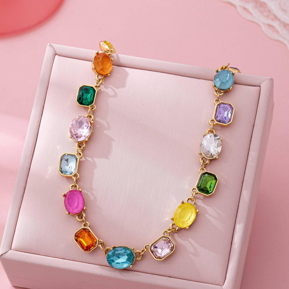 Multicolor Gemstone Link Necklace | 80N92824