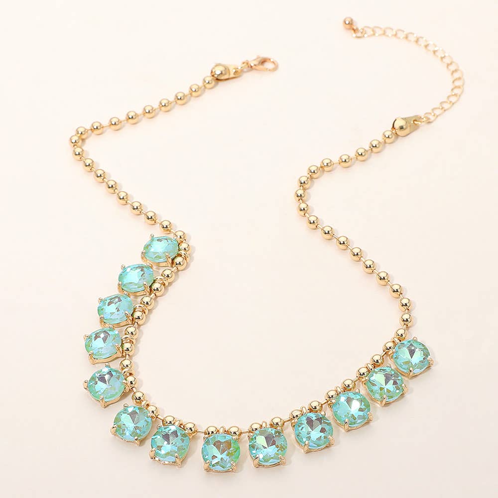 Cushion Teardrop Round Stone Link Evening Necklace