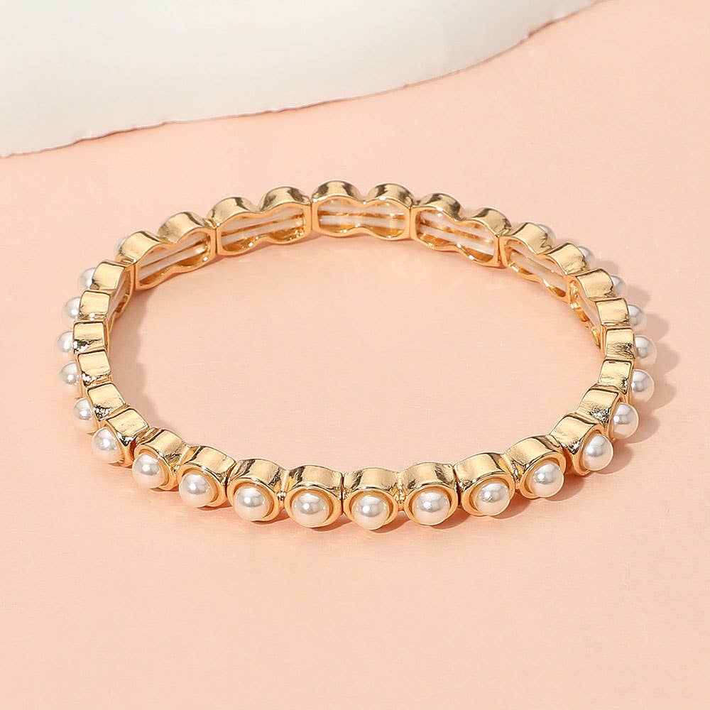 Stone Bezel Stretch Bracelet