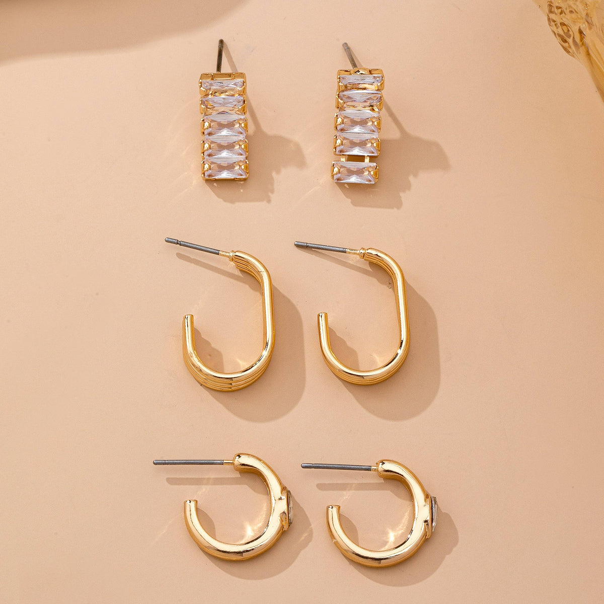 Crystal & Gold Hoop Earring Set | 80E61948
