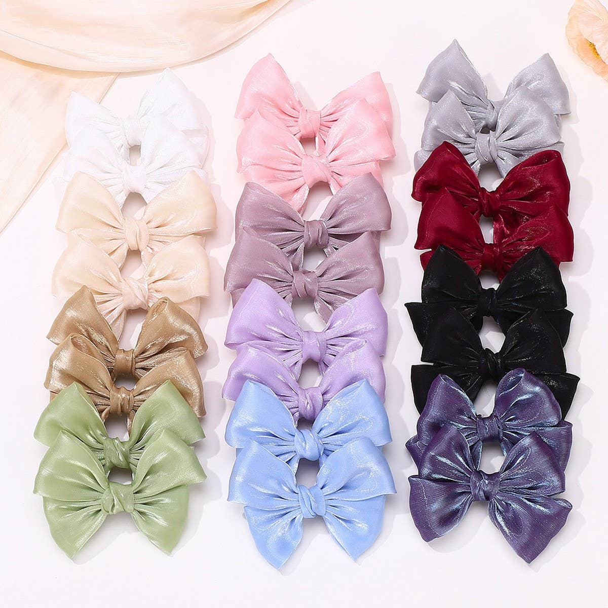 Solid Shiny Bow Hair Clip Set for JK Girls_CWAHA6719