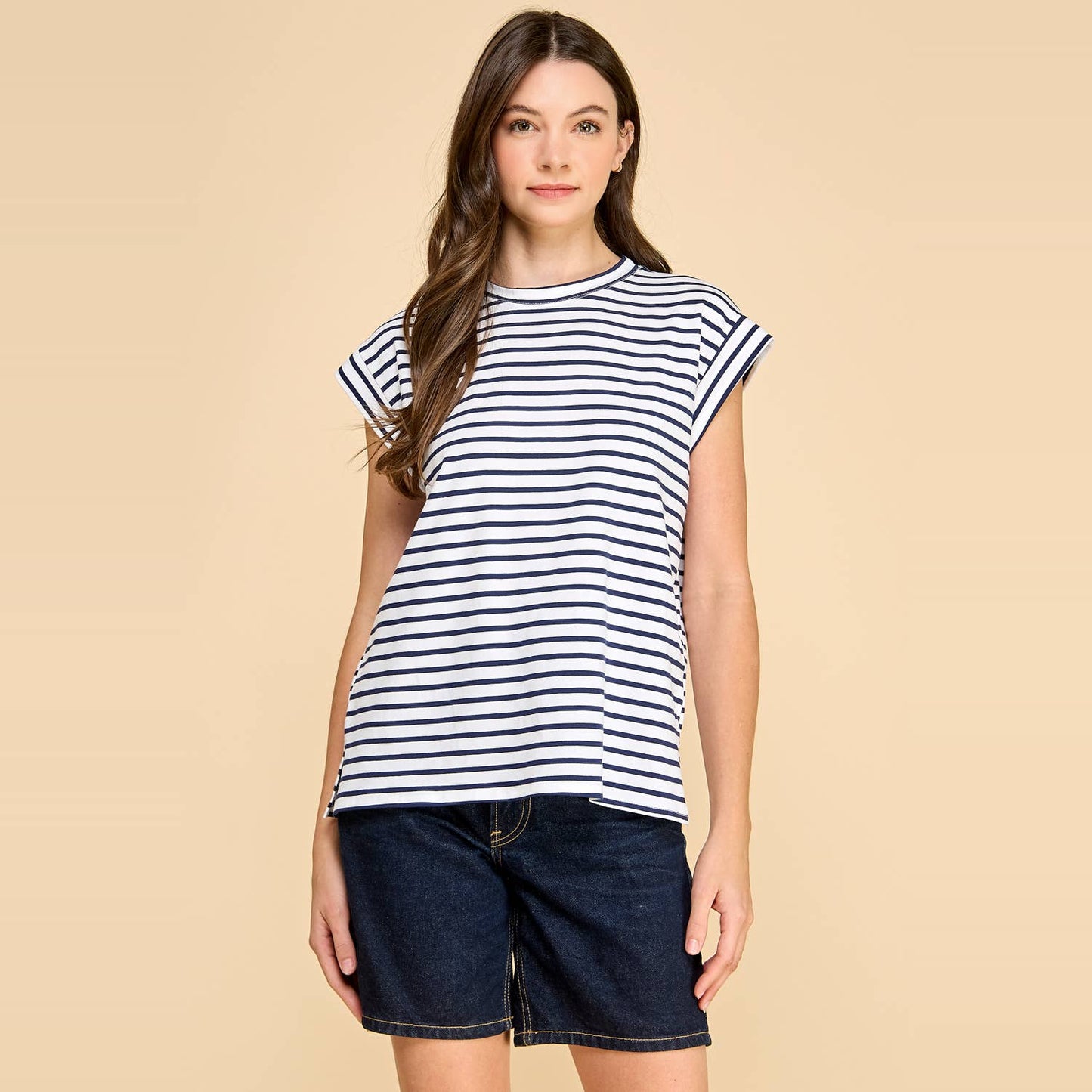 Striped Cap Sleeve Top