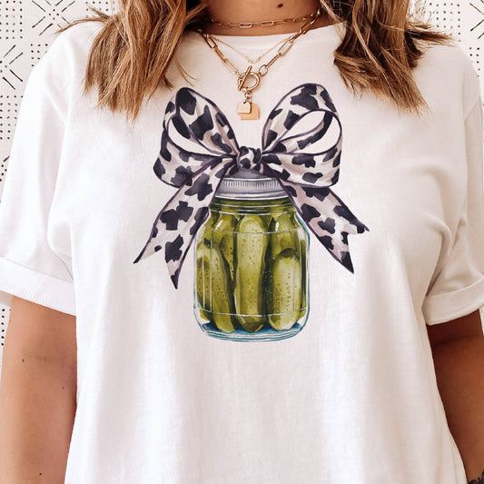 Pickle Pickles and Leopard Bow Pickle Lover Graphic Tee