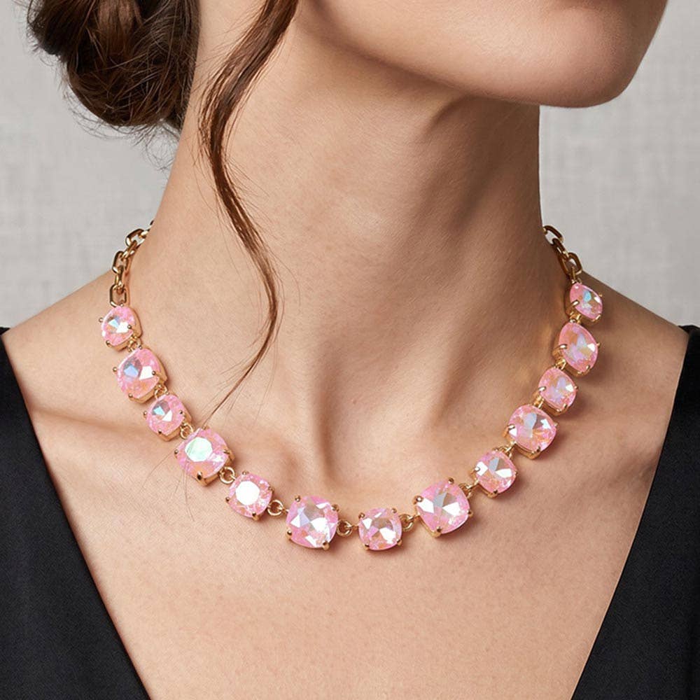 Cushion Square Stone Link Evening Necklace