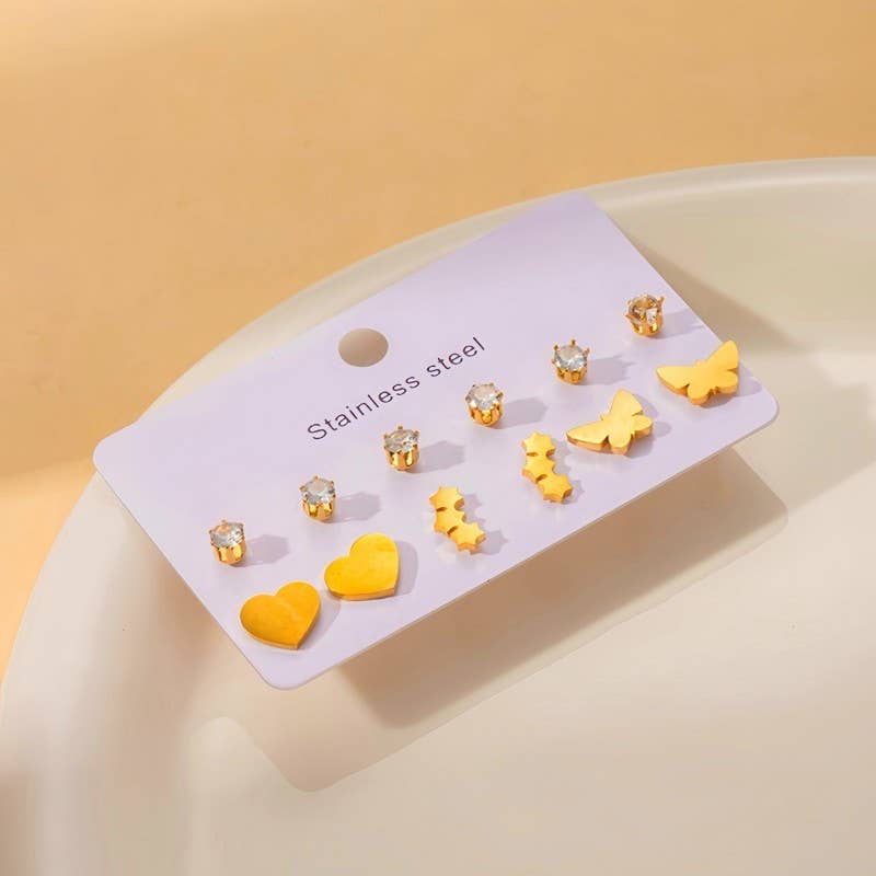 18K STAINLESS STEEL WATERPROOF TARNISH FREE 6 PAIR | 40E455