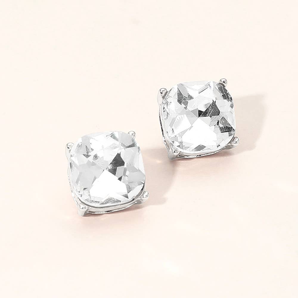 Square Cushion Stud Earrings
