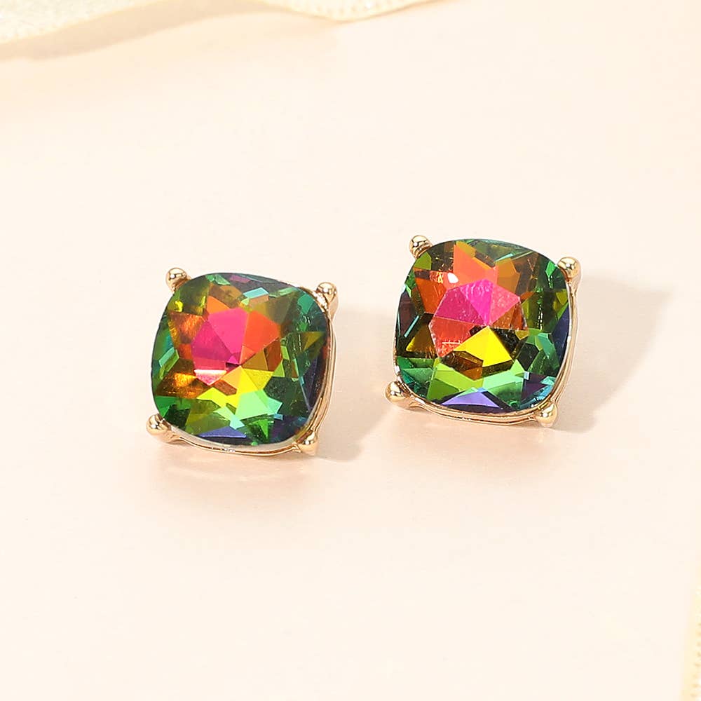 Square Cushion Stud Earrings