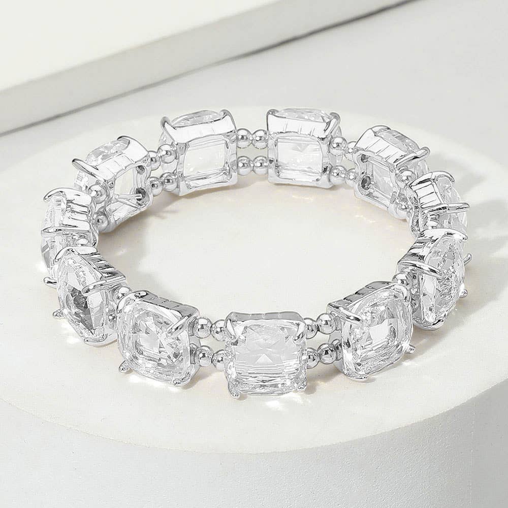 Cushion Square Stone Stretch Evening Bracelet