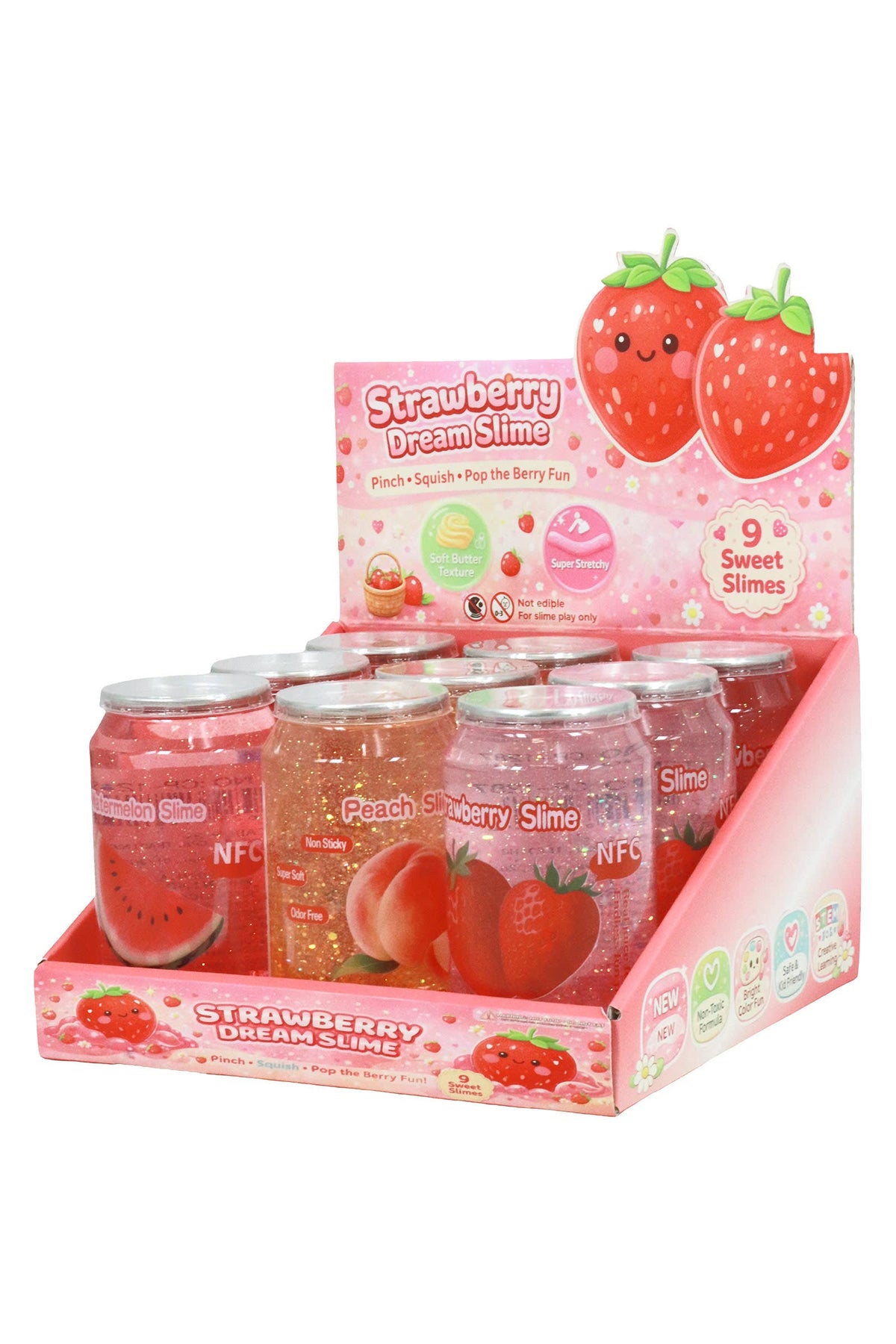 Sparkling Pink Fruit Variety Soda Can Glitter Slime