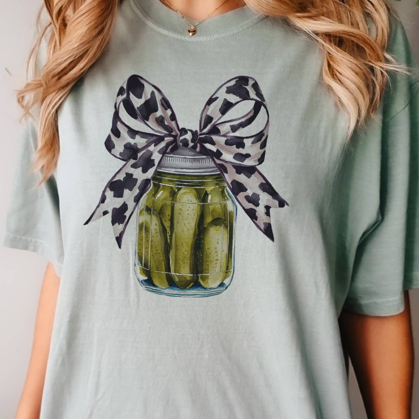 Pickle Pickles and Leopard Bow Pickle Lover Graphic Tee