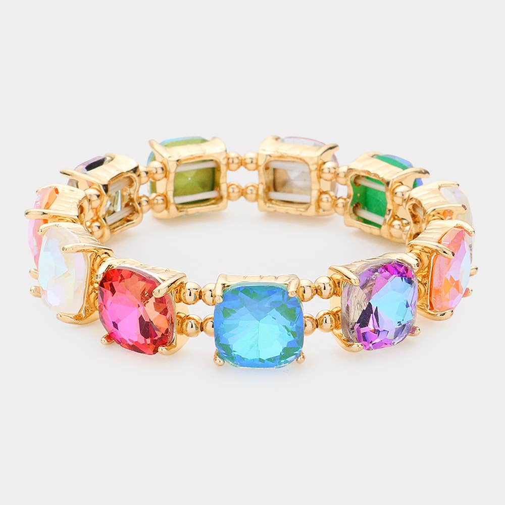 Cushion Square Stone Stretch Evening Bracelet