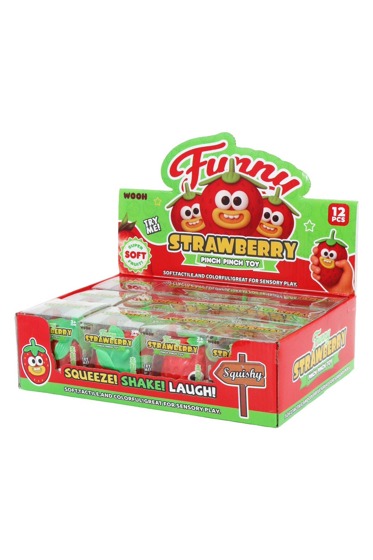 Goofy Smile Strawberry Fluffy Slime Filled TPR Squishy Toy