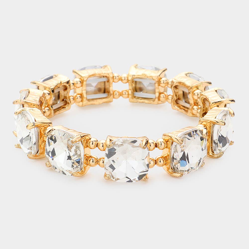 Cushion Square Stone Stretch Evening Bracelet