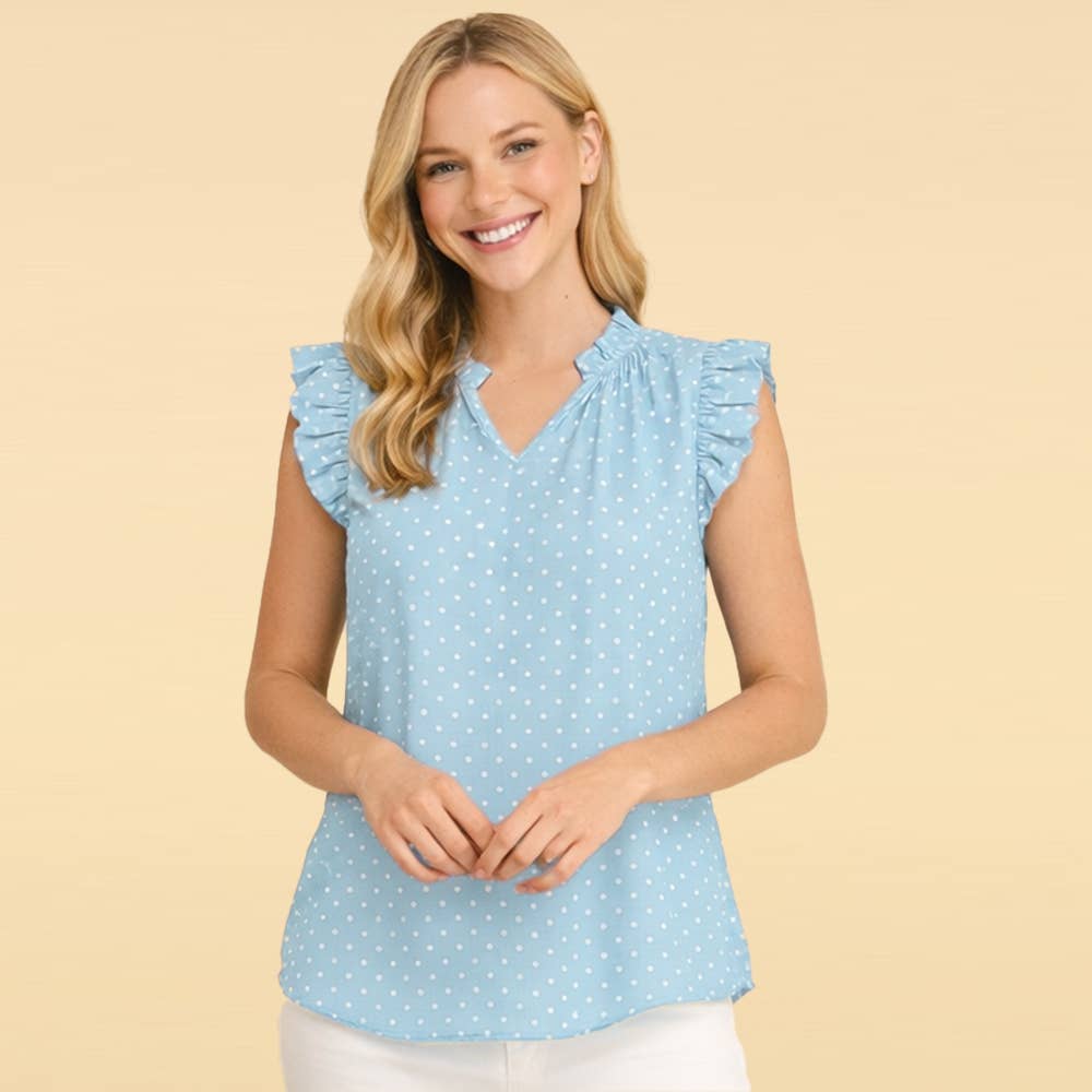 Ruffle Sleeve Polka Dot Blouse