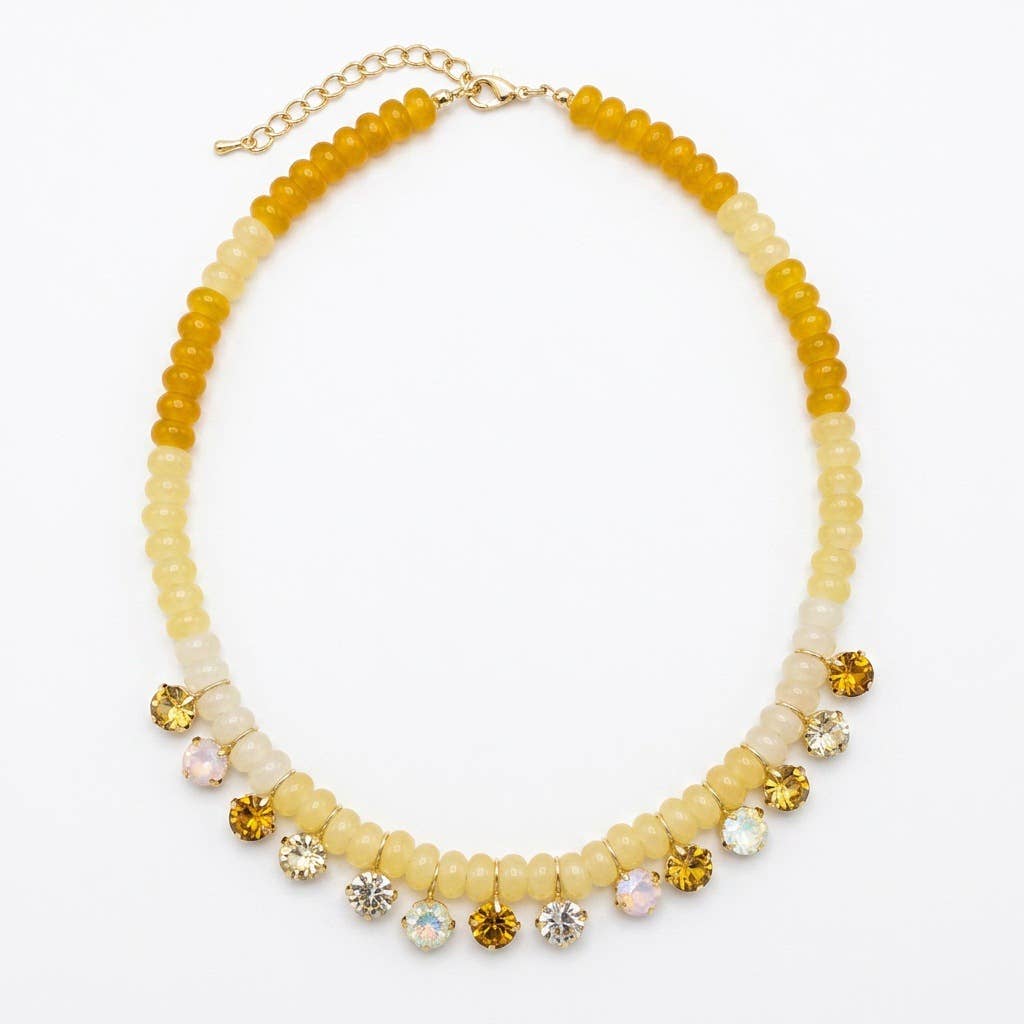 Boho Rondelle Beaded Rhinestone Choker Necklace