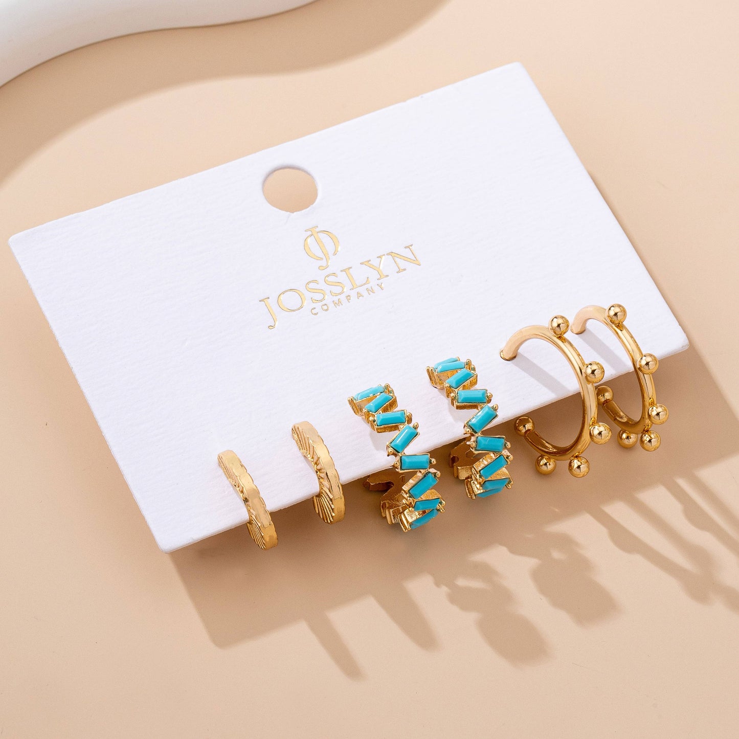 Turquoise Enamel Hoop Trio Earring Set | 80E61672