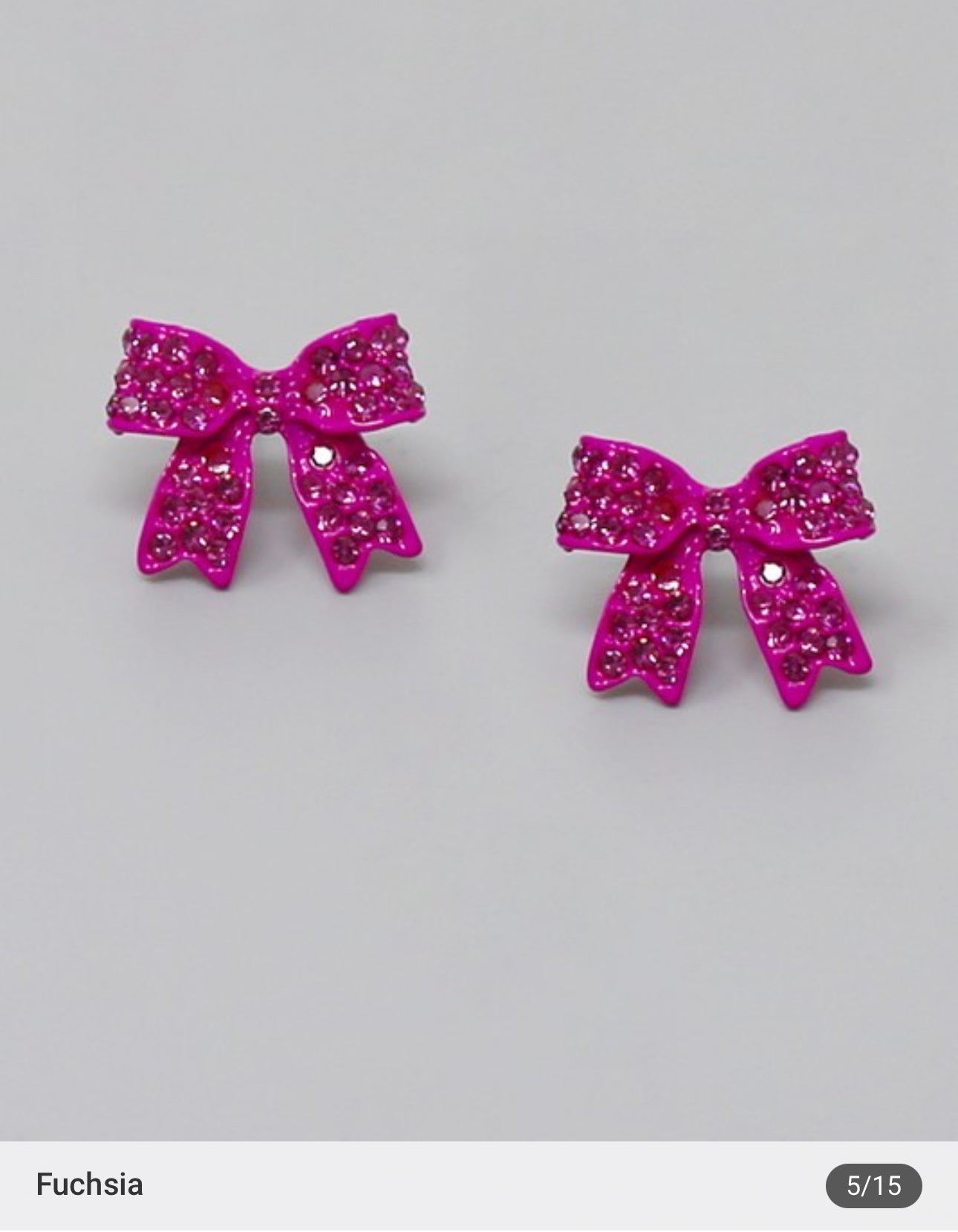 Glass Stone Pave Bow Ribbon Stud Earrings J-61