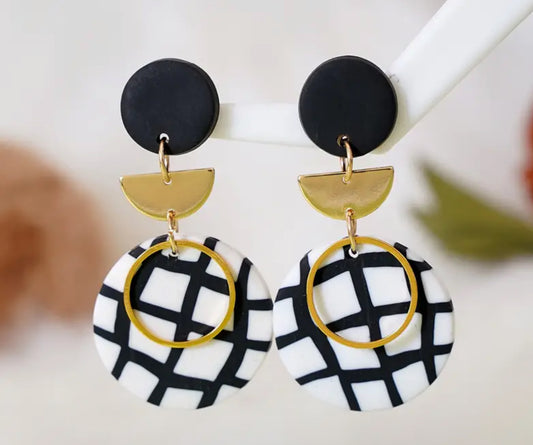 Black & White Clay Earrings