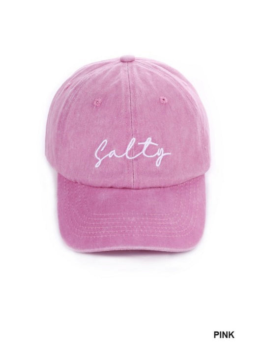 Salty Embroidered Vintage Washed Baseball Cap Hat
