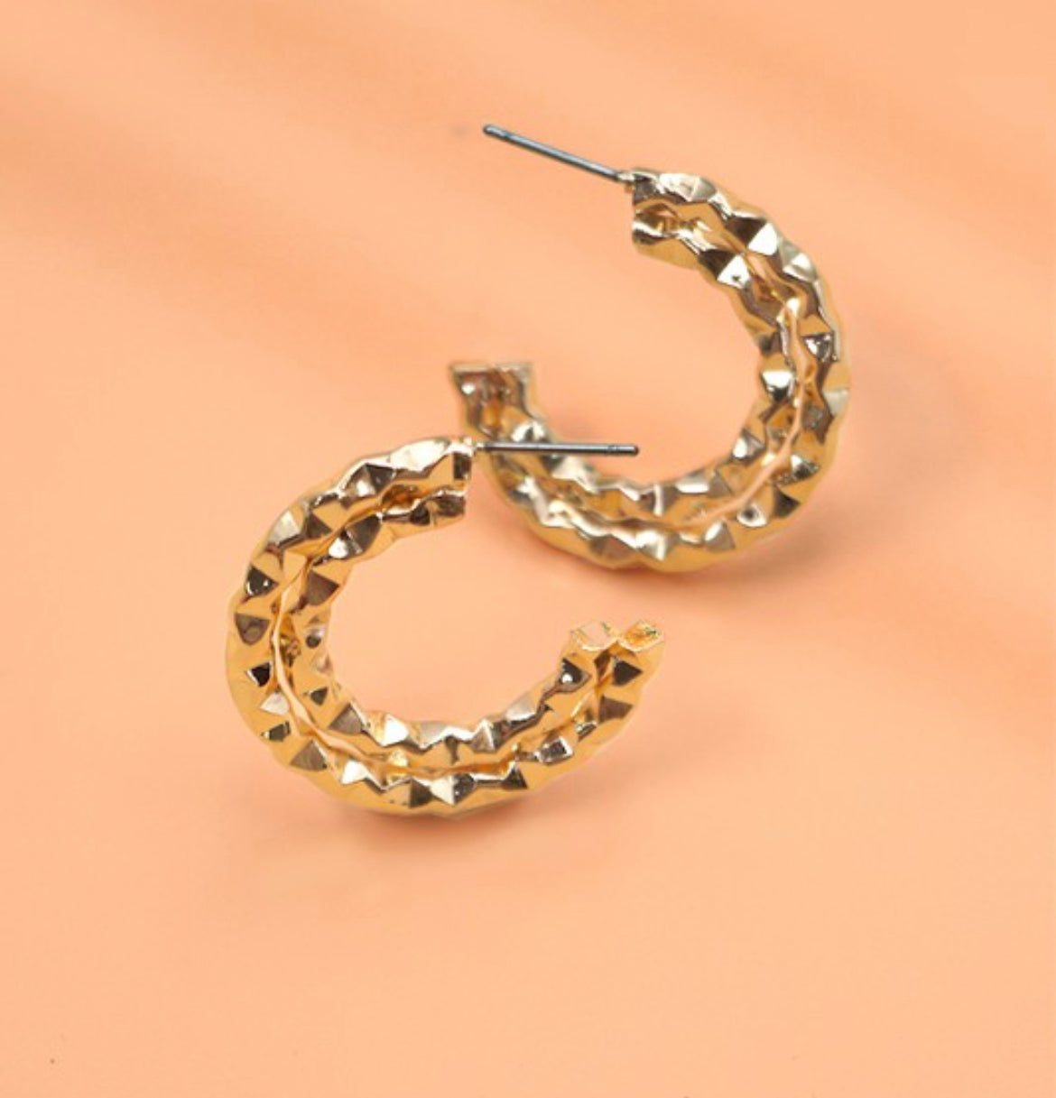 Double Textured Hoop Earrings #330