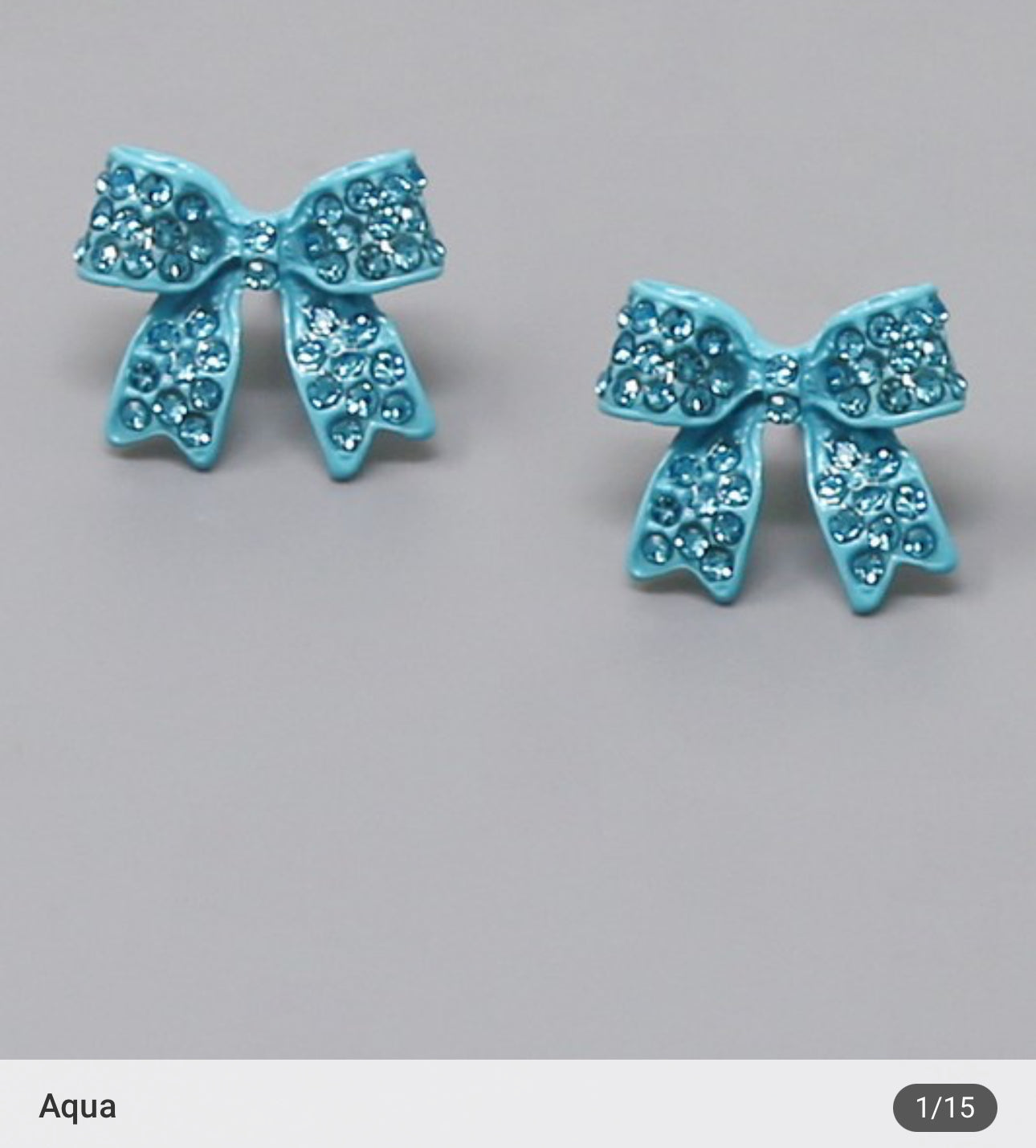 Glass Stone Pave Bow Ribbon Stud Earrings J-61