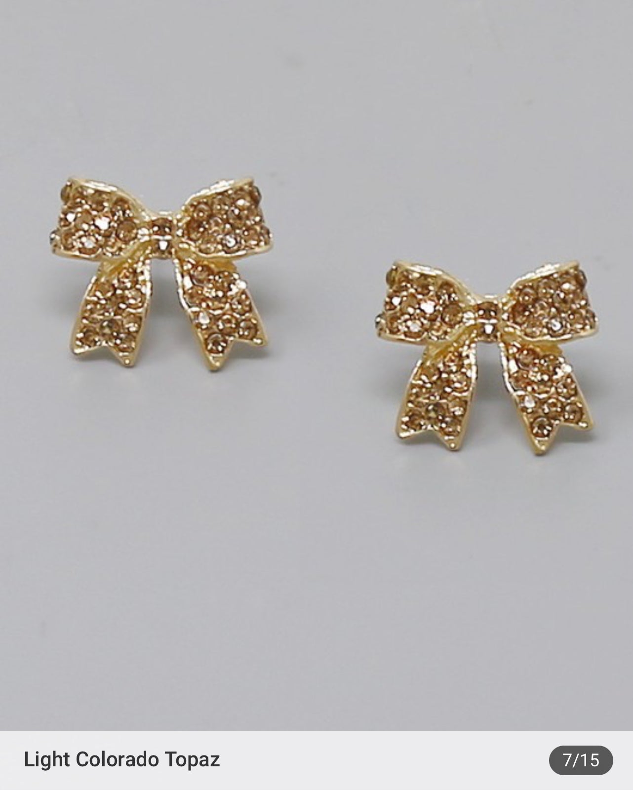 Glass Stone Pave Bow Ribbon Stud Earrings J-61