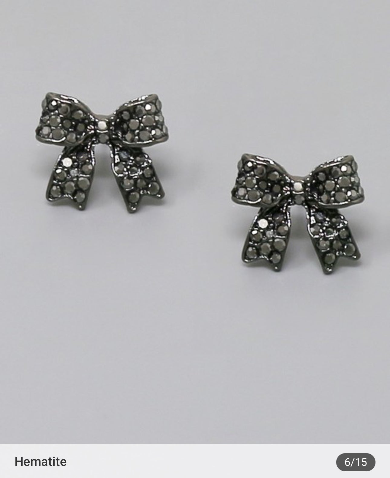 Glass Stone Pave Bow Ribbon Stud Earrings J-61