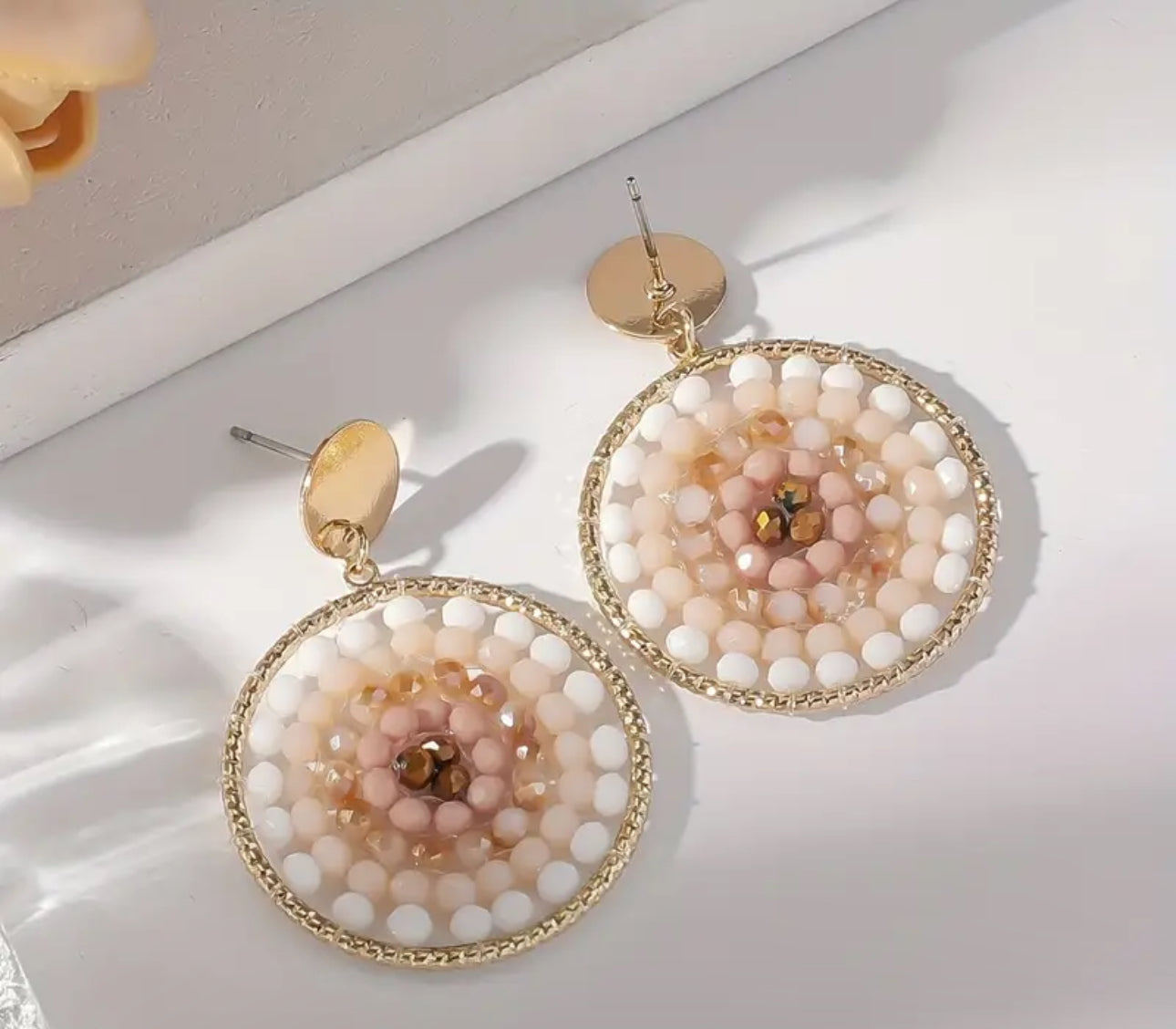 Cream Beaded Earrings