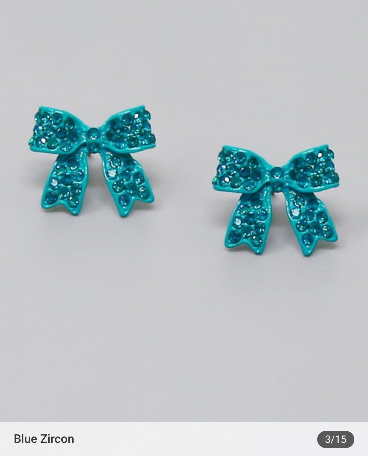 Glass Stone Pave Bow Ribbon Stud Earrings J-61