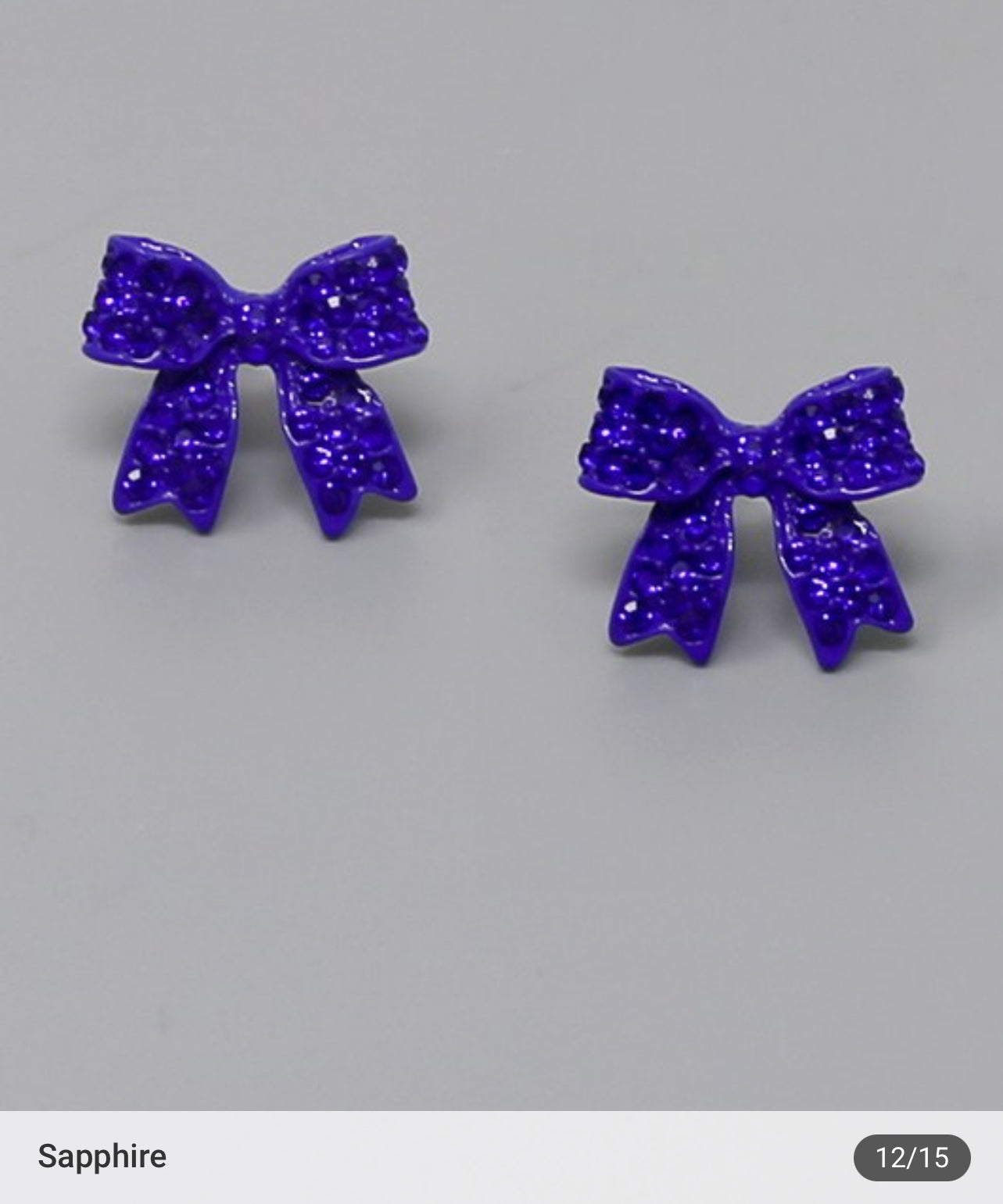 Glass Stone Pave Bow Ribbon Stud Earrings J-61