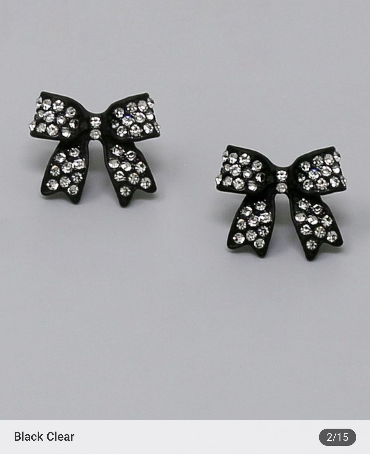 Glass Stone Pave Bow Ribbon Stud Earrings J-61