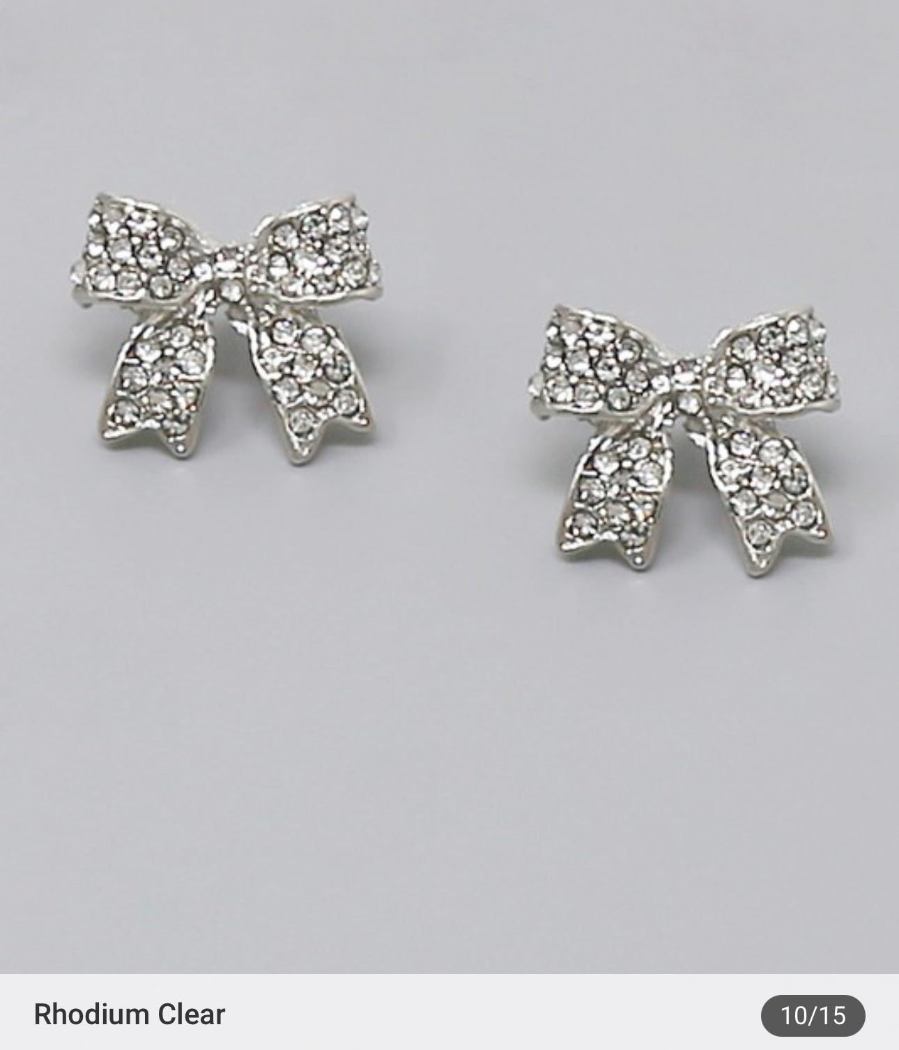 Glass Stone Pave Bow Ribbon Stud Earrings J-61