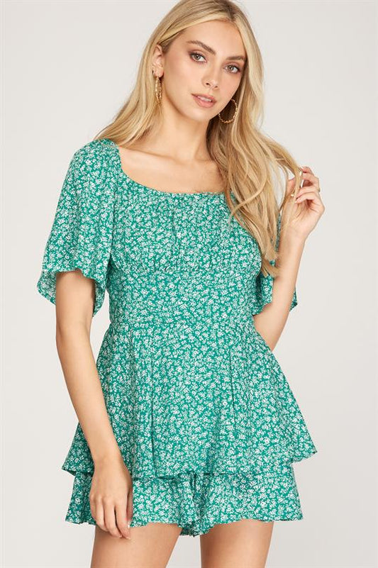 Layered Romper Emerald #415