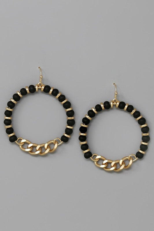 Wood Beaded Hoops J-60