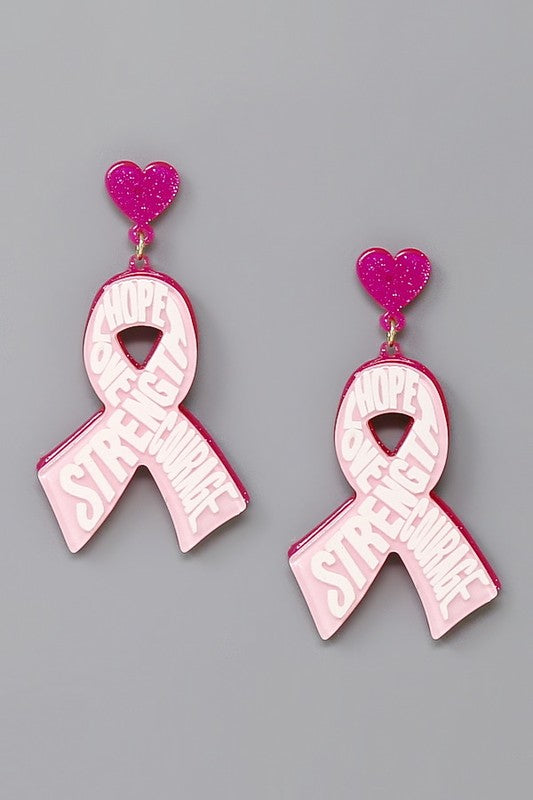 Pink Ribbon Earrings J-69