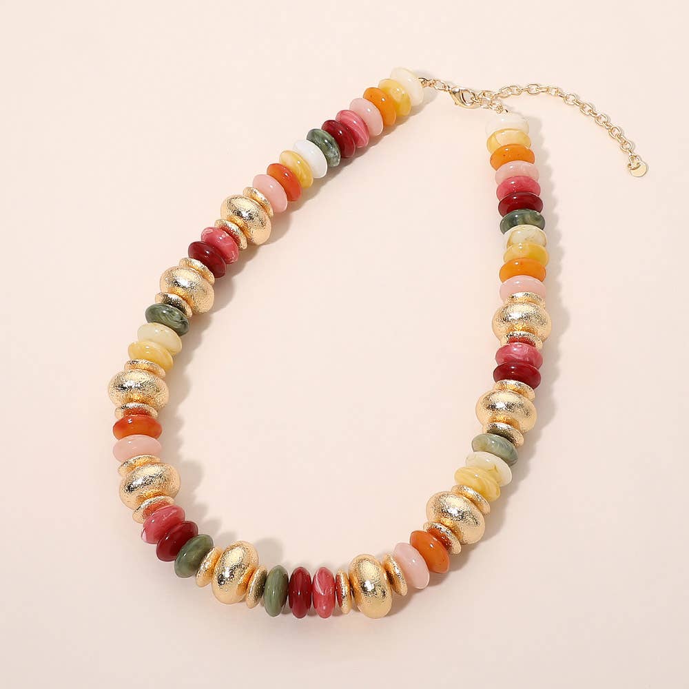 Chunky Mixed Disc Beaded Necklace