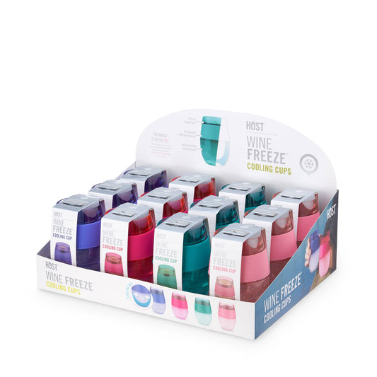 Wine FREEZE™ Cooling Cups in Asst Tinted Colors CDU of 12