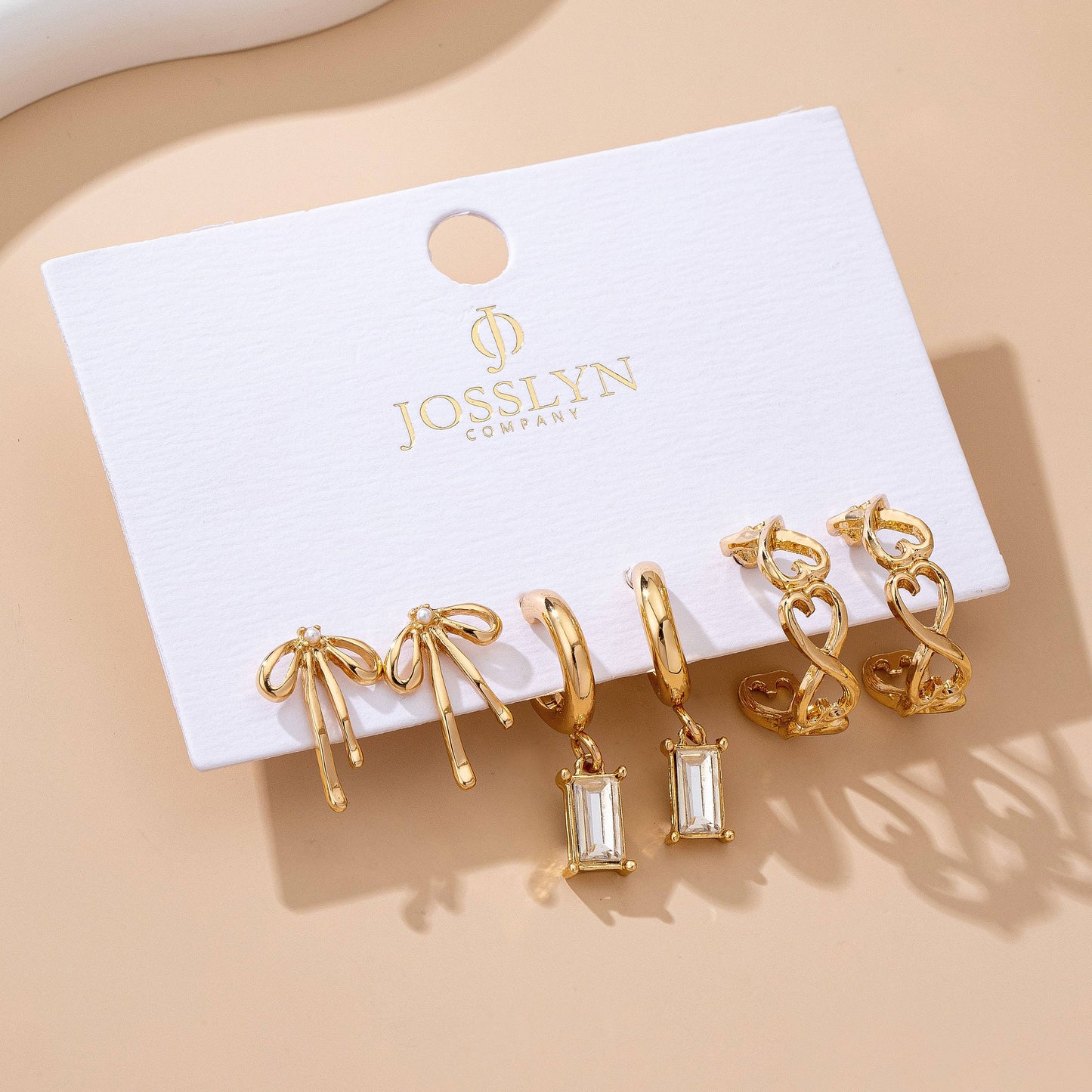 Baguette Stone Hoop, Bow Trio Earring Set | 80E61789 (Copy)