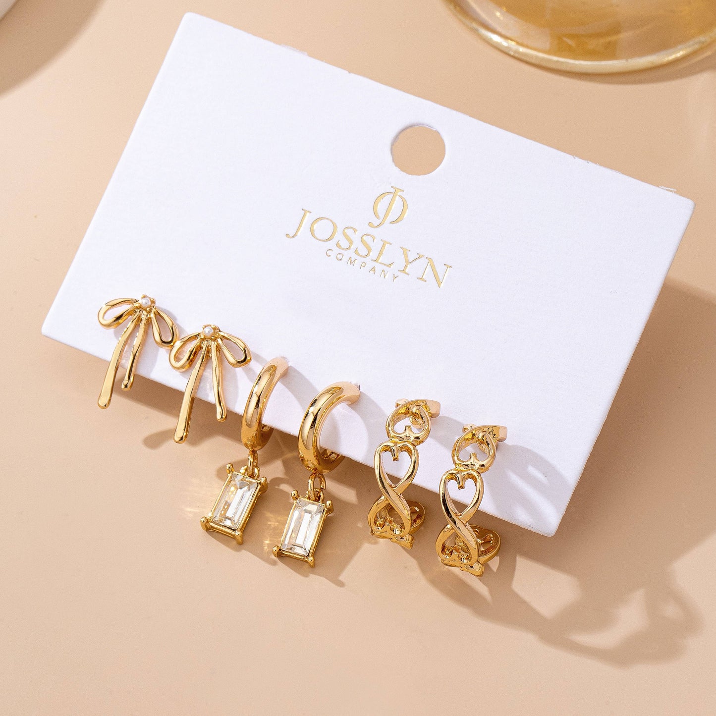 Baguette Stone Hoop, Bow Trio Earring Set | 80E61789 (Copy)