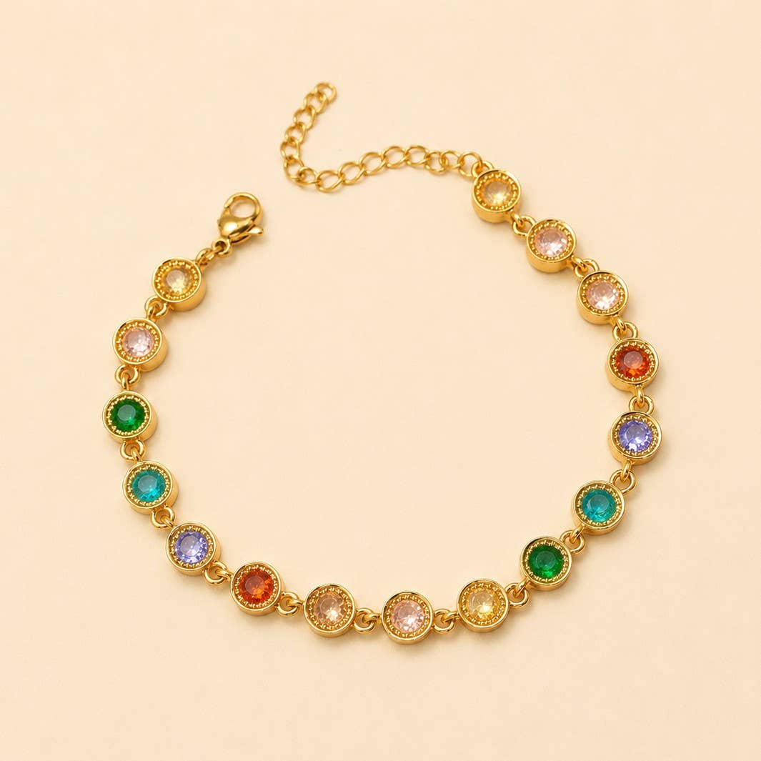 18K STAINLESS STEEL RAINBOW CRYSTAL BRACELET | 40B5264