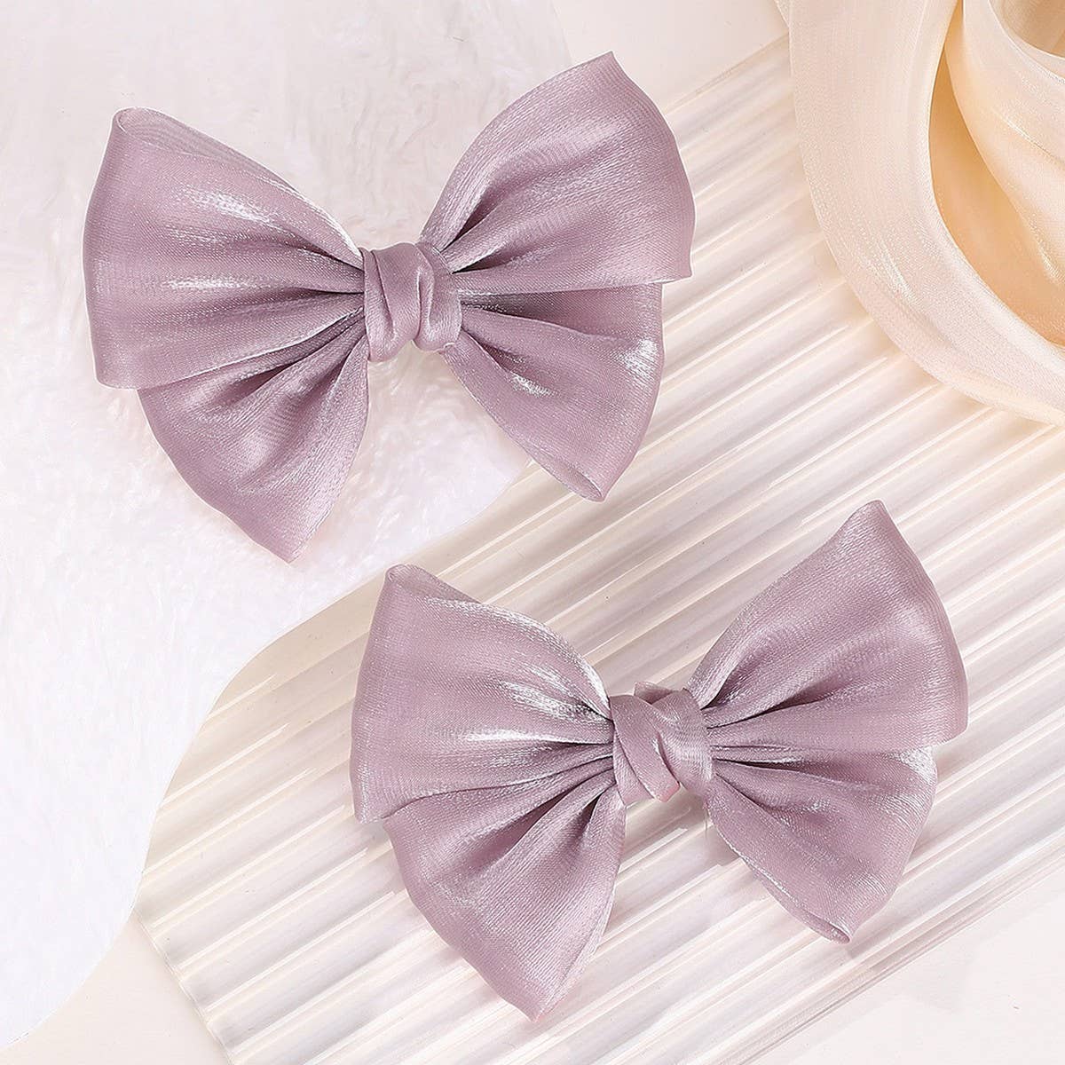 Solid Shiny Bow Hair Clip Set for JK Girls_CWAHA6719