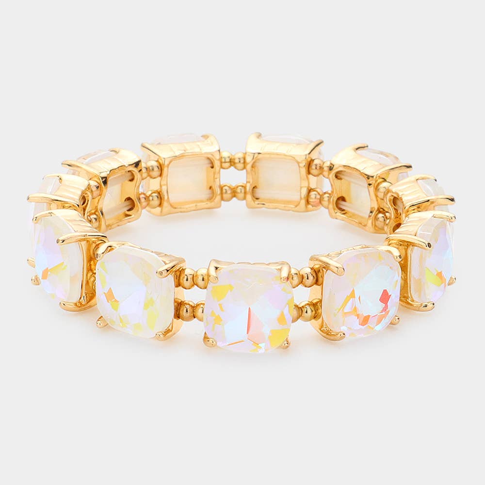 Cushion Square Stone Stretch Evening Bracelet