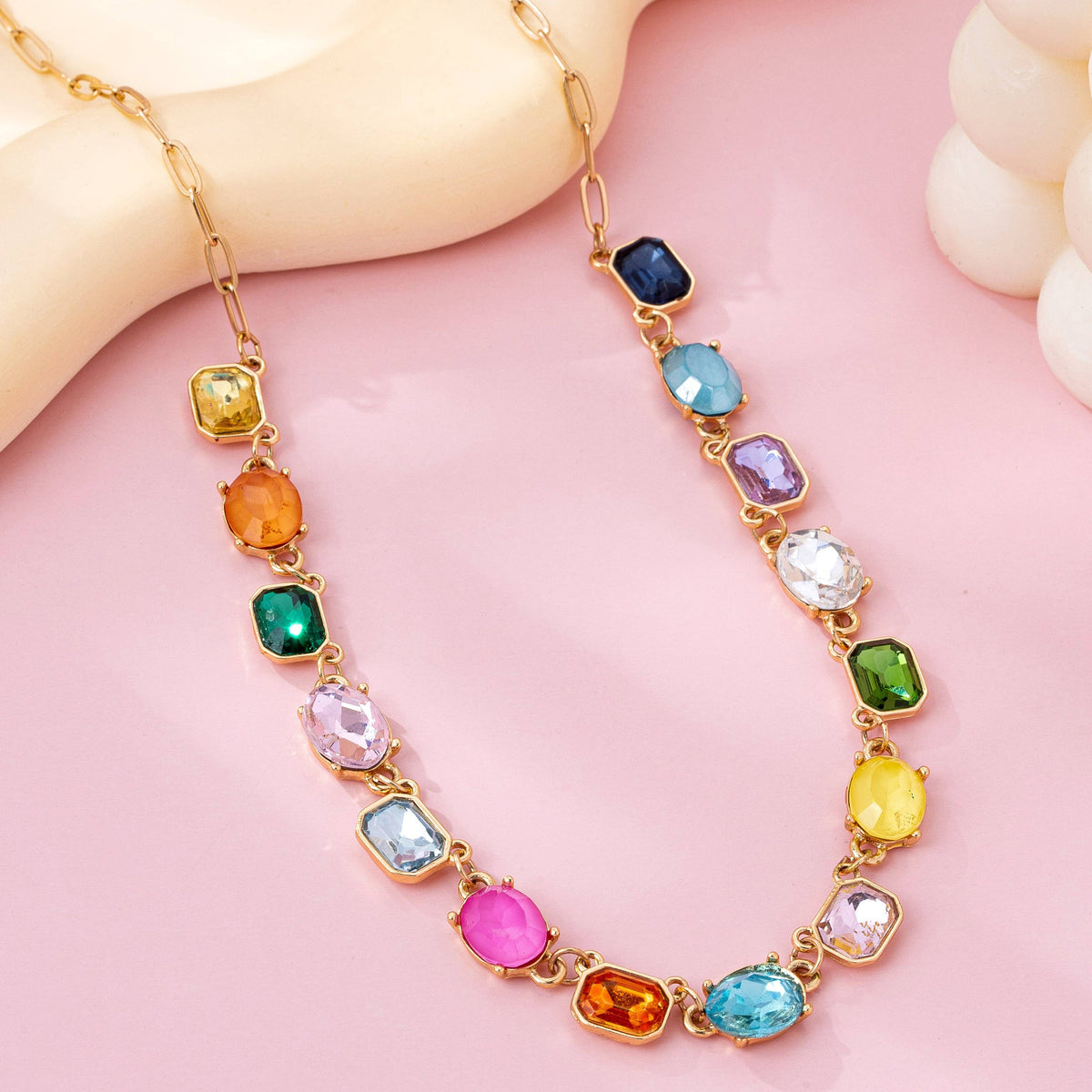 Multicolor Gemstone Link Necklace | 80N92824