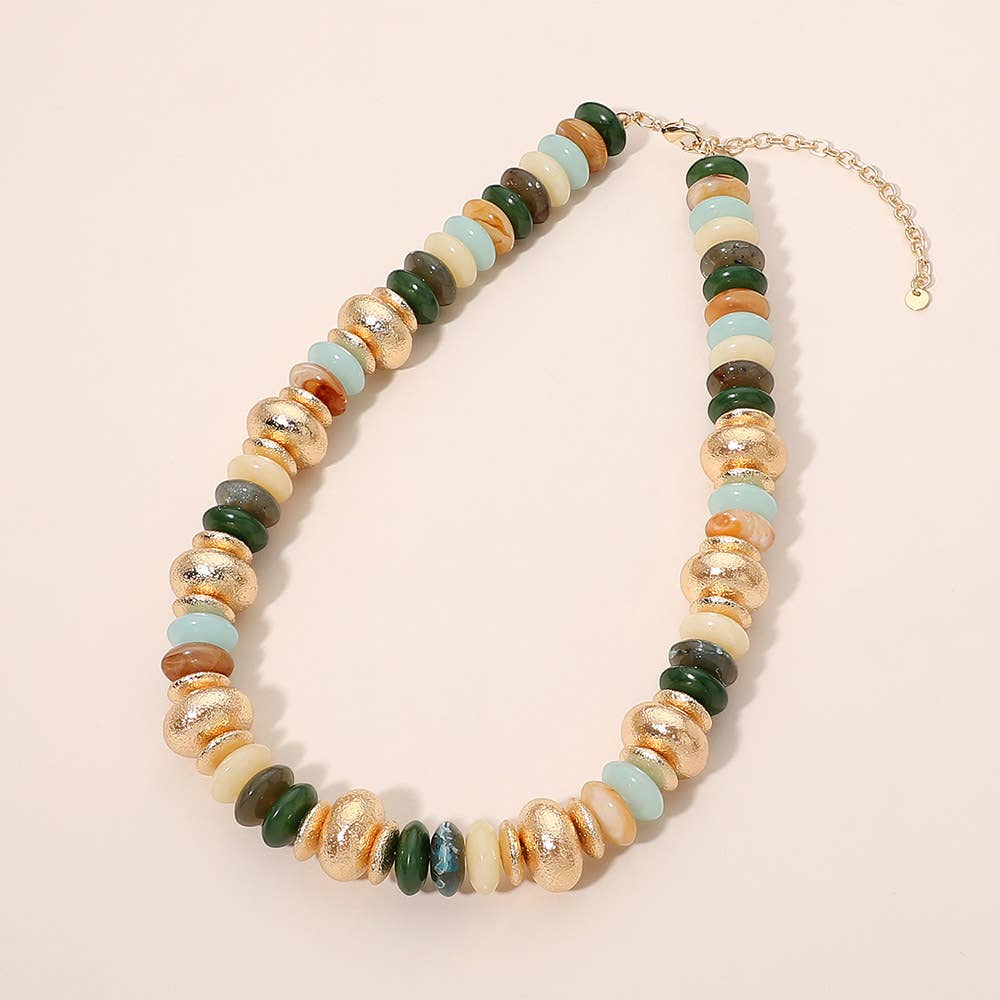 Chunky Mixed Disc Beaded Necklace
