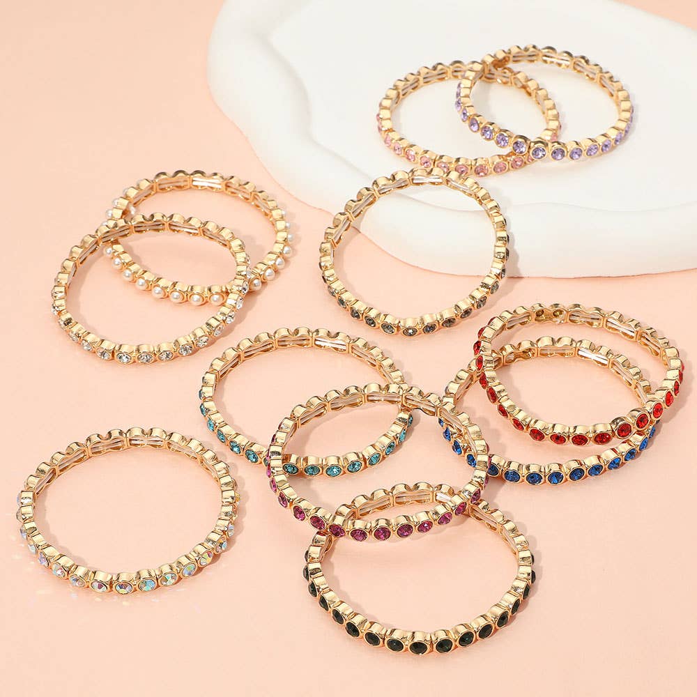 Stone Bezel Stretch Bracelet