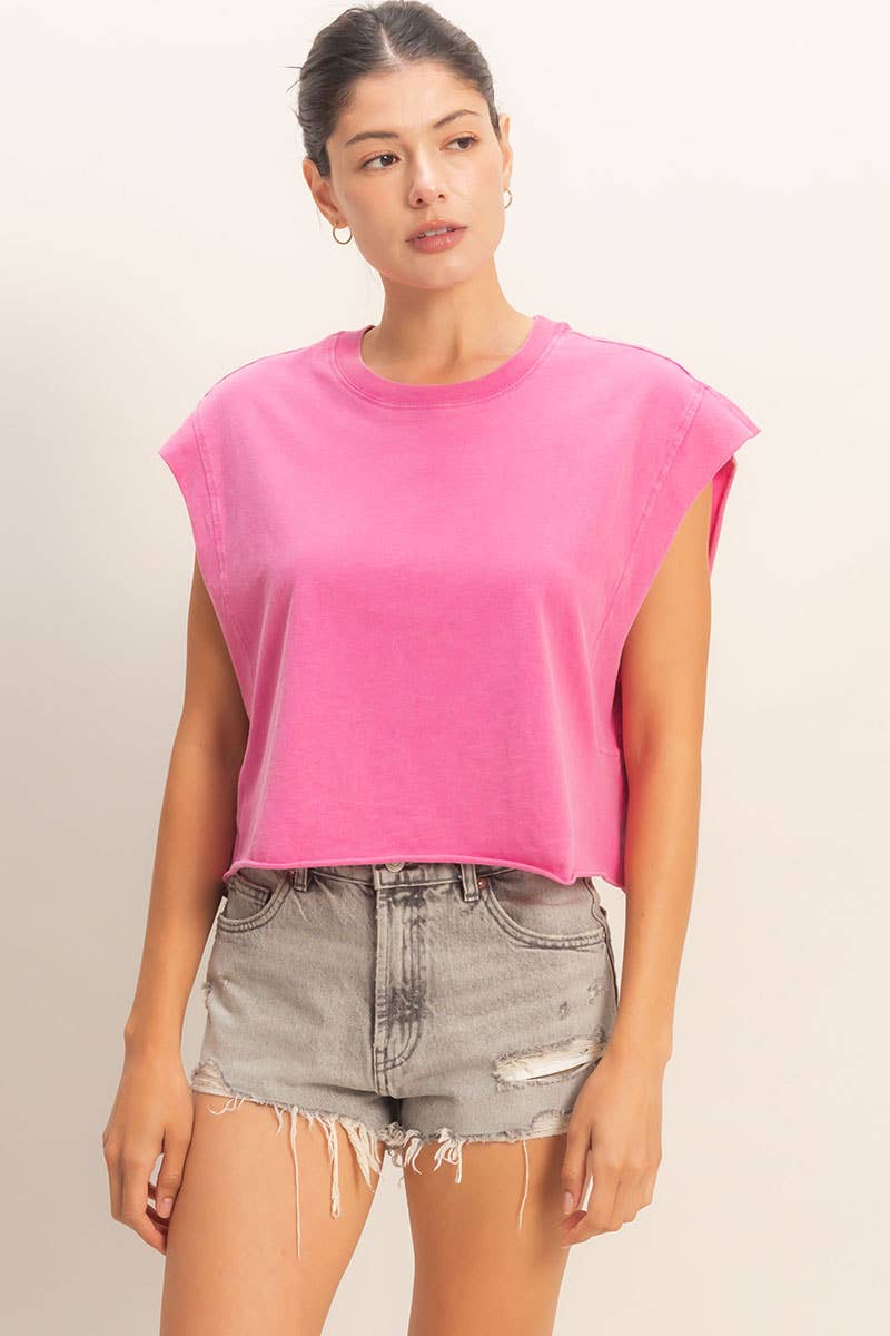 Crew Neck Boxy  Cropped Top