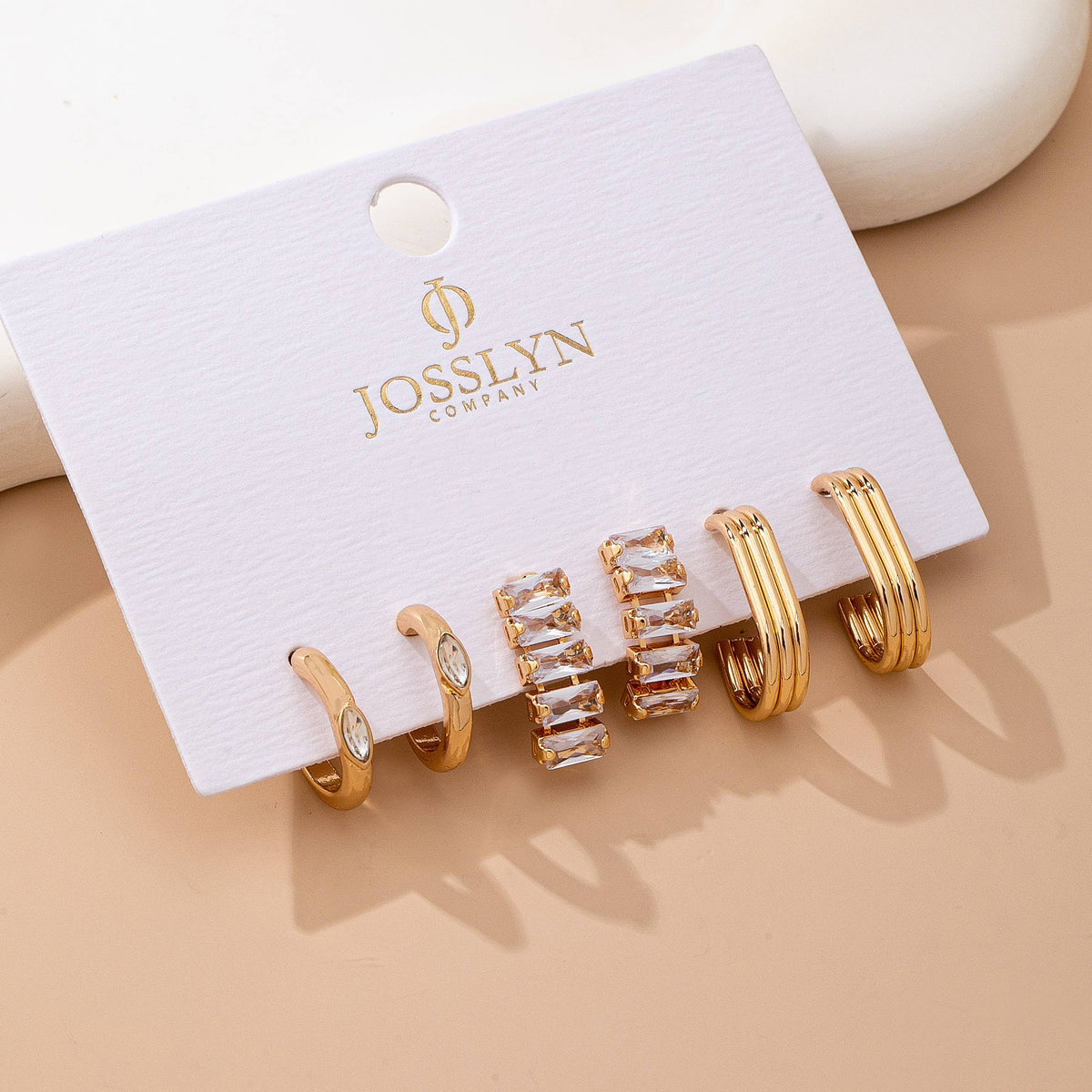 Crystal & Gold Hoop Earring Set | 80E61948